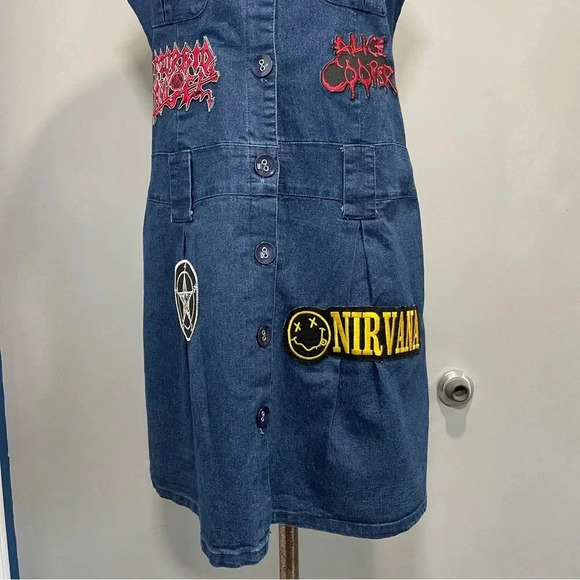 Denim Rocker Dress With Iron Maiden Patch’s Santory Size M - Picture 3 of 12
